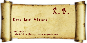 Kreiter Vince névjegykártya